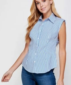 Wanderlust By Abby Stripe Shoulder Pad Shirts