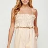 Wanderlust By Abby Oatmeal Front Ruffle Sleeveless Romper NEW 2 Wanderlust By Abby Oatmeal Front Ruffle Sleeveless Romper NEW