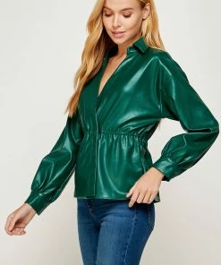 Wanderlust By Abby Double Overlap Leather Shirt NEW