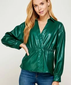 Wanderlust By Abby Double Overlap Leather Shirt NEW