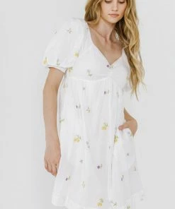 Wanderlust By Abby CLOTHING White Multi Babydoll Mini Dress