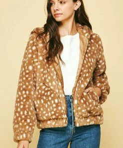 Wanderlust By Abby NEW Fawn Print Fluff Jacket