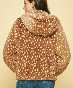 Wanderlust By Abby NEW Fawn Print Fluff Jacket