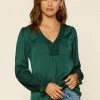 Wanderlust By Abby Shirred V-Neck Blouse NEW