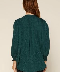 Wanderlust By Abby Animal Print Jacquard Blouse NEW