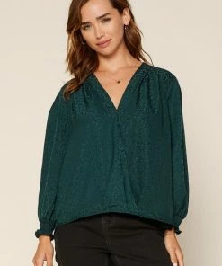 Wanderlust By Abby Animal Print Jacquard Blouse NEW