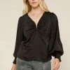 Wanderlust By Abby Balloon Sleeve V-Neck Top NEW