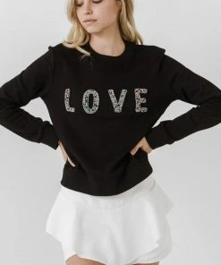 Wanderlust By Abby CLOTHING Beads Lettering Sweatshirt