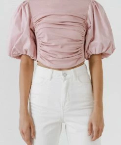 Wanderlust By Abby Mixed Media Puff Sleeve Top CLOTHING