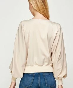 Wanderlust By Abby NEW Satin Long Sleeve Top