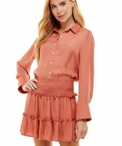 Wanderlust By Abby NEW Woven Long Sleeve Button Up Blouse