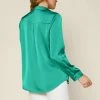 Wanderlust By Abby Satin Button Down Shirt