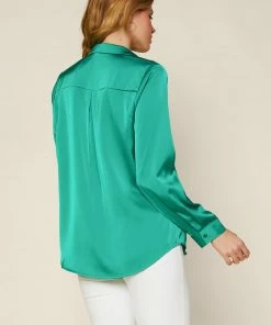 Wanderlust By Abby Satin Button Down Shirt