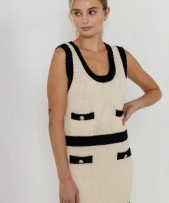 Wanderlust By Abby CLOTHING Cropped Knit Top With Gold Buttons