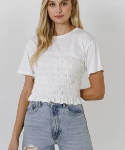 Wanderlust By Abby Smocked Detail T-Shirt