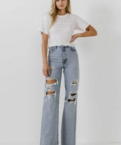 Wanderlust By Abby Smocked Detail T-Shirt