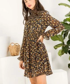 Wanderlust By Abby NEW Smocked Spotted Metallic Dress