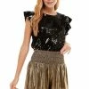 Wanderlust By Abby Sequin Ruffle Sleeve Top