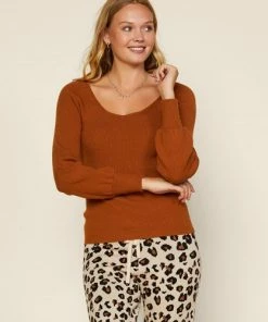 Wanderlust By Abby Round Neck Rib Knit Sweater NEW