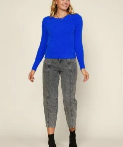 Wanderlust By Abby CLOTHING Long Sleeve Round Neck Fuzzy Knit Sweater