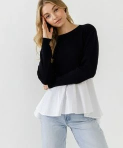 Wanderlust By Abby NEW Mix Media Peplum Top