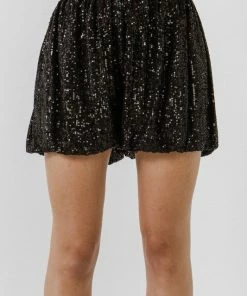 Wanderlust By Abby SALE Sequin Blouson Shorts In Black
