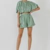 Wanderlust By Abby Green Sequin Cropped Puff Top