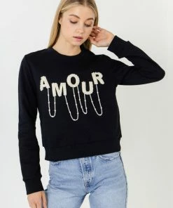 Wanderlust By Abby Amour Pearl Embellished Sweatshirt