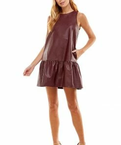 Wand NEW Faux Leather Dropped Waist Dress