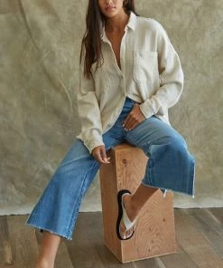 Wanderlust By Abby NEW Cream Button Down Top