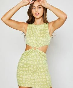 Wanderlust By Abby NEW O-ring Jacquard Cut Out Mini Dress