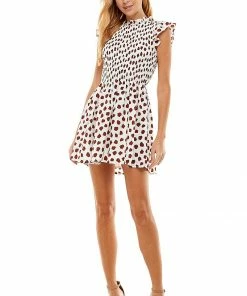 Wanderlust By Abby Flutter Sleeve Polka Dot Dress NEW
