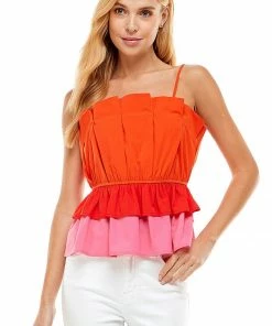 Wanderlust By Abby NEW Sleeveless Pleated Layered Top