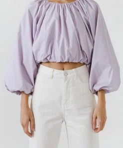 Wanderlust By Abby Cropped Blouson Long Sleeve Top NEW