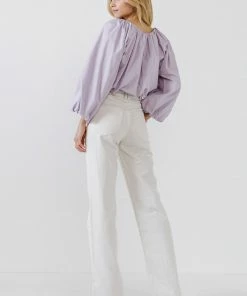 Wanderlust By Abby Cropped Blouson Long Sleeve Top NEW