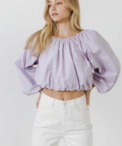 Wanderlust By Abby Cropped Blouson Long Sleeve Top NEW