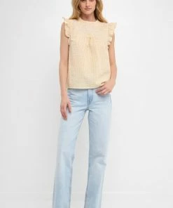 Wanderlust By Abby Yellow Plaid Top NEW