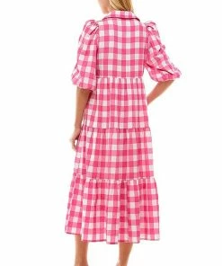 Wanderlust By Abby Plaid Button Up Maxi Dress NEW