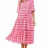 Wanderlust By Abby Plaid Button Up Maxi Dress NEW