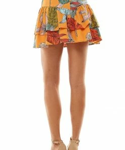 Wanderlust By Abby Tiered Orange Mini Skirt