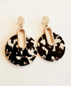 Saree NEW Black & White Tort Earrings