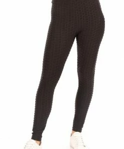 Wanderlust By Abby Black Pineapple Grid Cinched Back Legging NEW