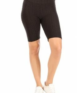 Wanderlust By Abby NEW Black Pineapple Grid Cinched Back Biker Shorts