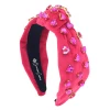 Wanderlust By Abby Hot Pink Velvet Headband With Hearts NEW