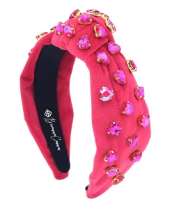 Wanderlust By Abby Hot Pink Velvet Headband With Hearts NEW