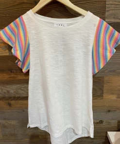 Wanderlust By Abby Flutter Rainbow Sleeve Top