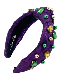 Wanderlust By Abby Purple Metallic Headband With Beads And Crystals NEW