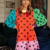 Queen Of Sparkles Polka Dot Sweatshirt Dress