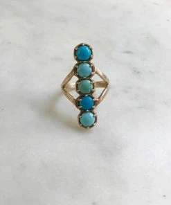 Mimosa Handcrafted Mimosa Turquoise 5 Stone Row Ring NEW