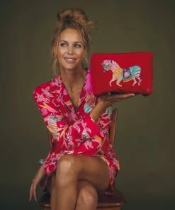 Wanderlust By Abby NEW Zebra Carnival Velvet Wash Bag